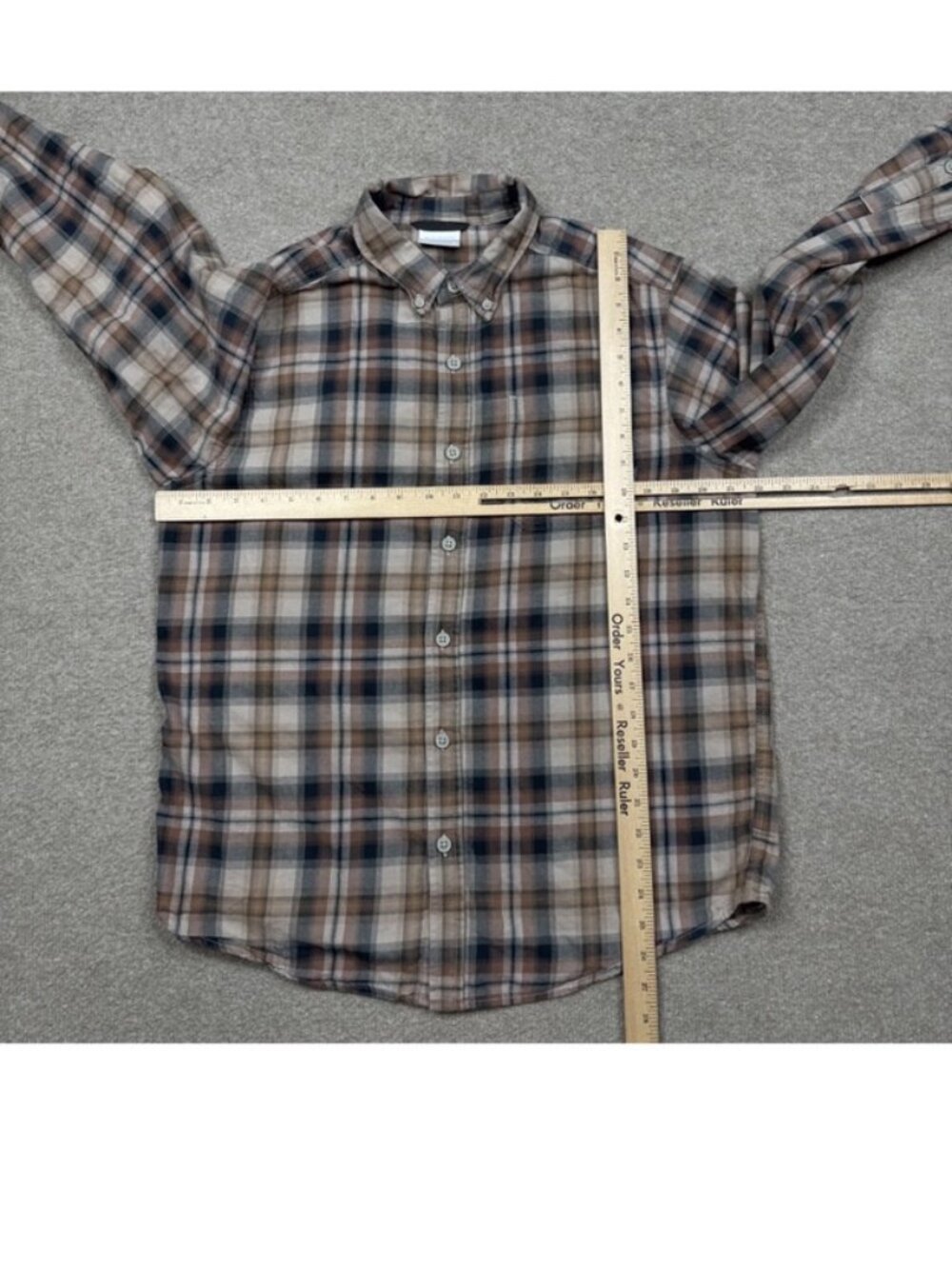 Columbia Button Up Shirt Mens Size M Brown Long Sleeve Plaid Flannel - Picture 4 of 6